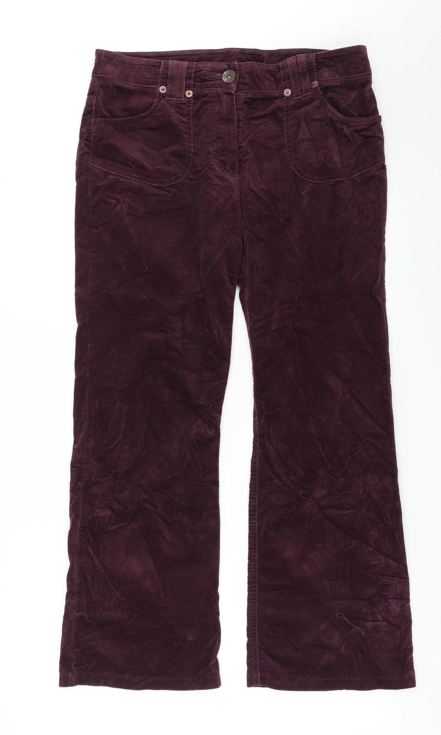 Marks and Spencer Womens Purple  Cotton Bootcut Jeans Size 12 L27 in Regular Button