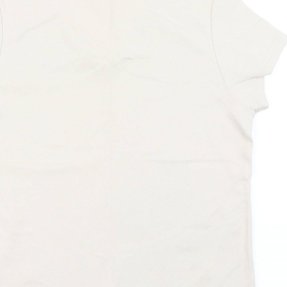 DASH Womens Beige  Cotton Basic T-Shirt Size 12 V-Neck
