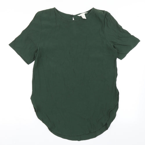 H&M Womens Green  Viscose Basic Blouse Size 6 Round Neck