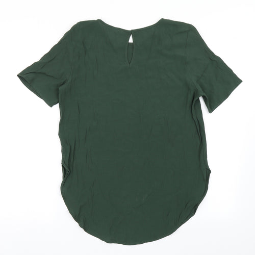 H&M Womens Green  Viscose Basic Blouse Size 6 Round Neck