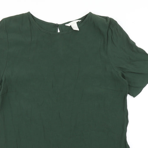 H&M Womens Green  Viscose Basic Blouse Size 6 Round Neck