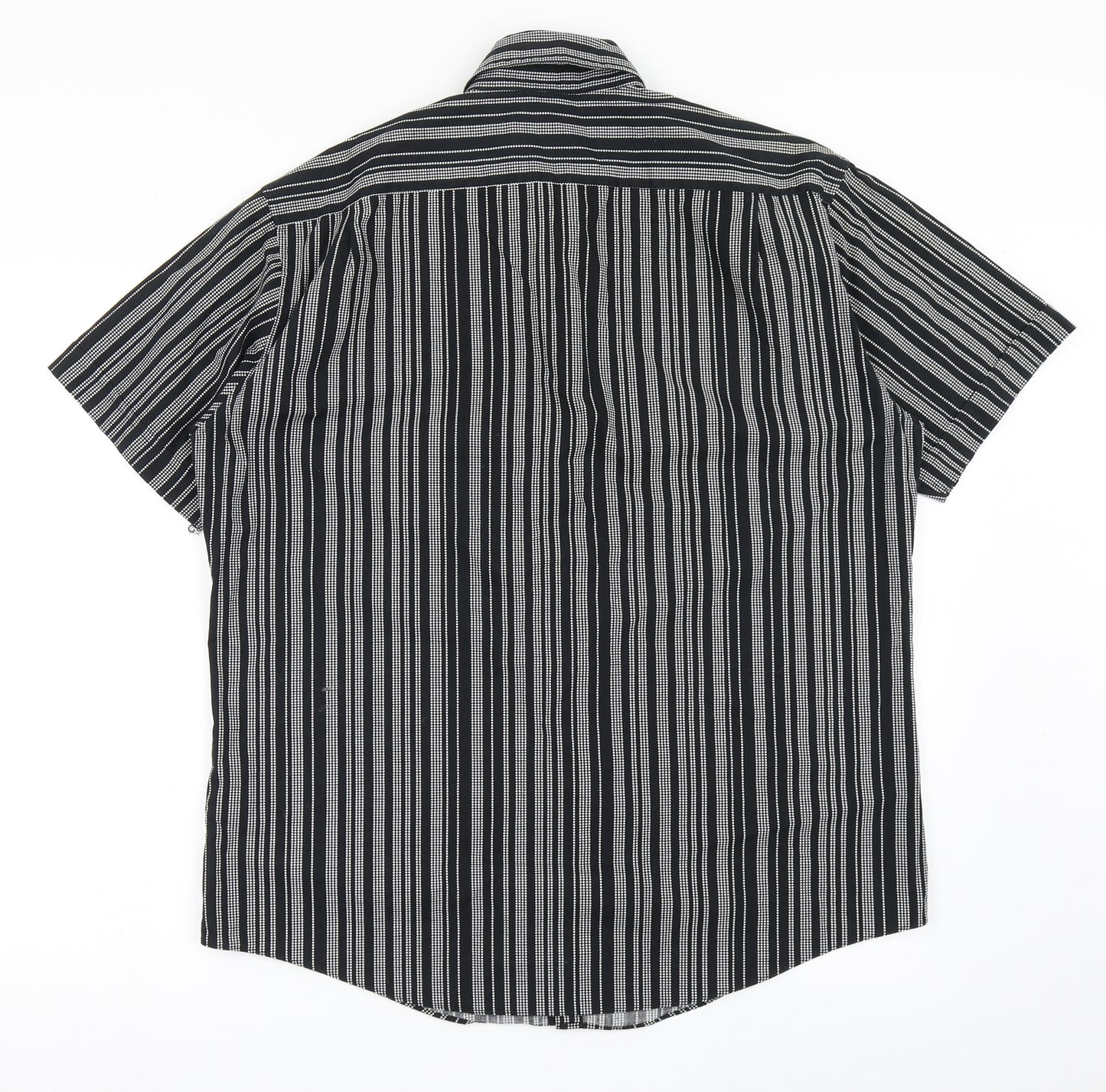 Ben Sherman Mens Black Striped Cotton  Button-Up Size L Collared Button