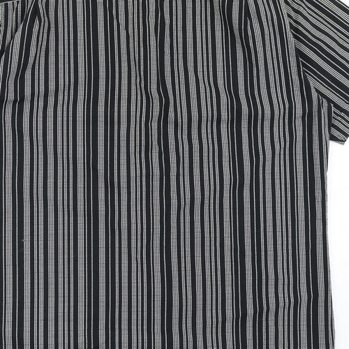Ben Sherman Mens Black Striped Cotton  Button-Up Size L Collared Button