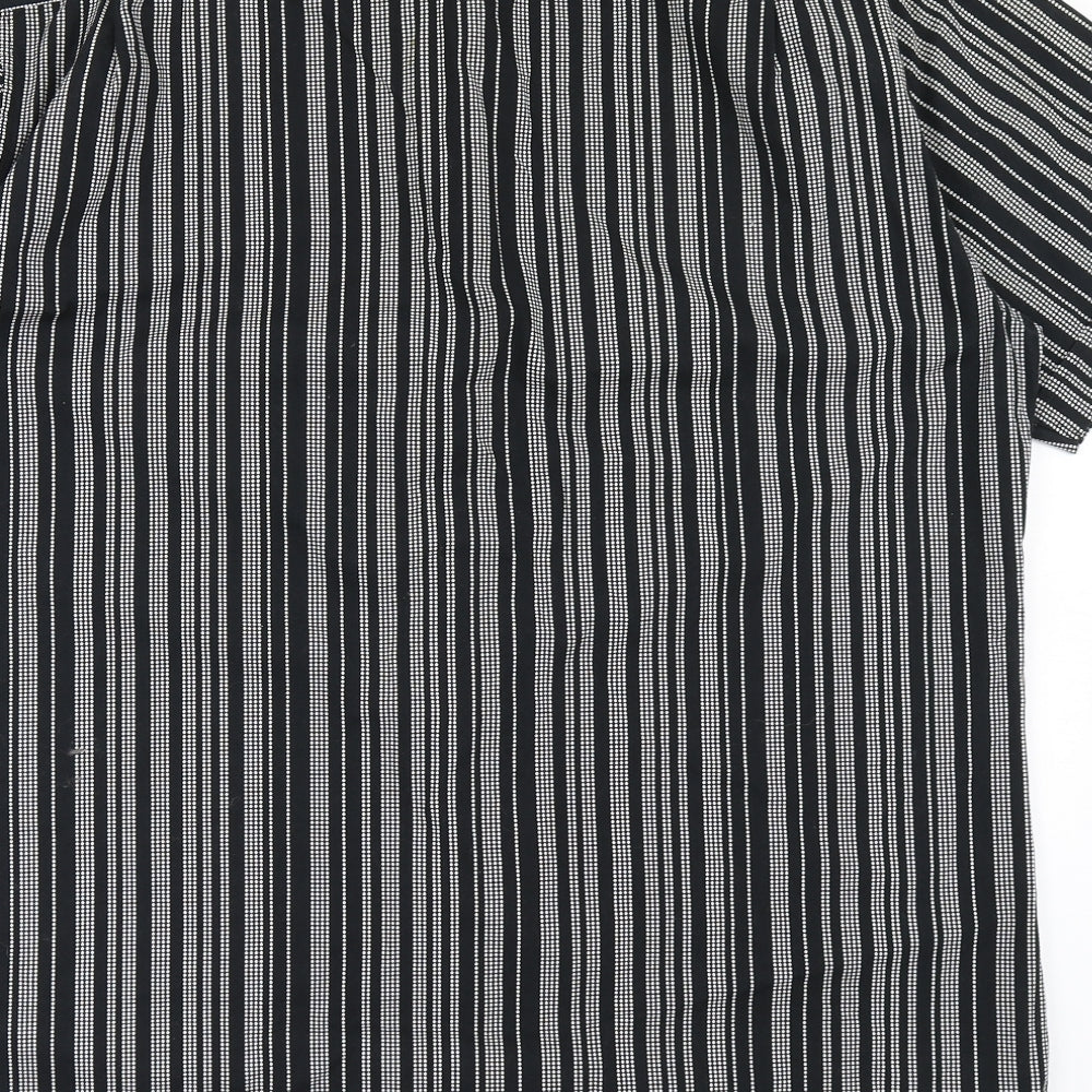 Ben Sherman Mens Black Striped Cotton  Button-Up Size L Collared Button