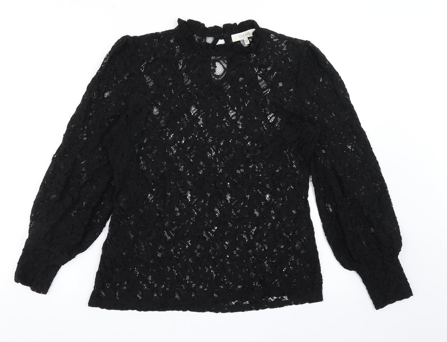 Oasis Womens Black  Polyamide Basic Blouse Size M Roll Neck
