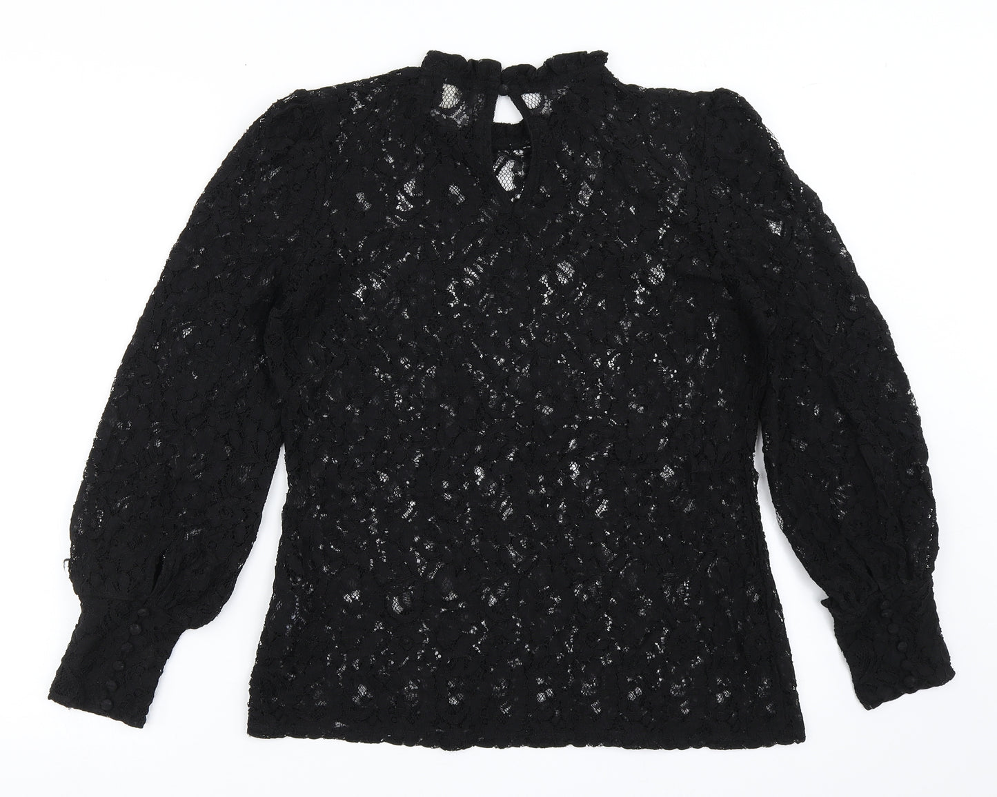 Oasis Womens Black  Polyamide Basic Blouse Size M Roll Neck