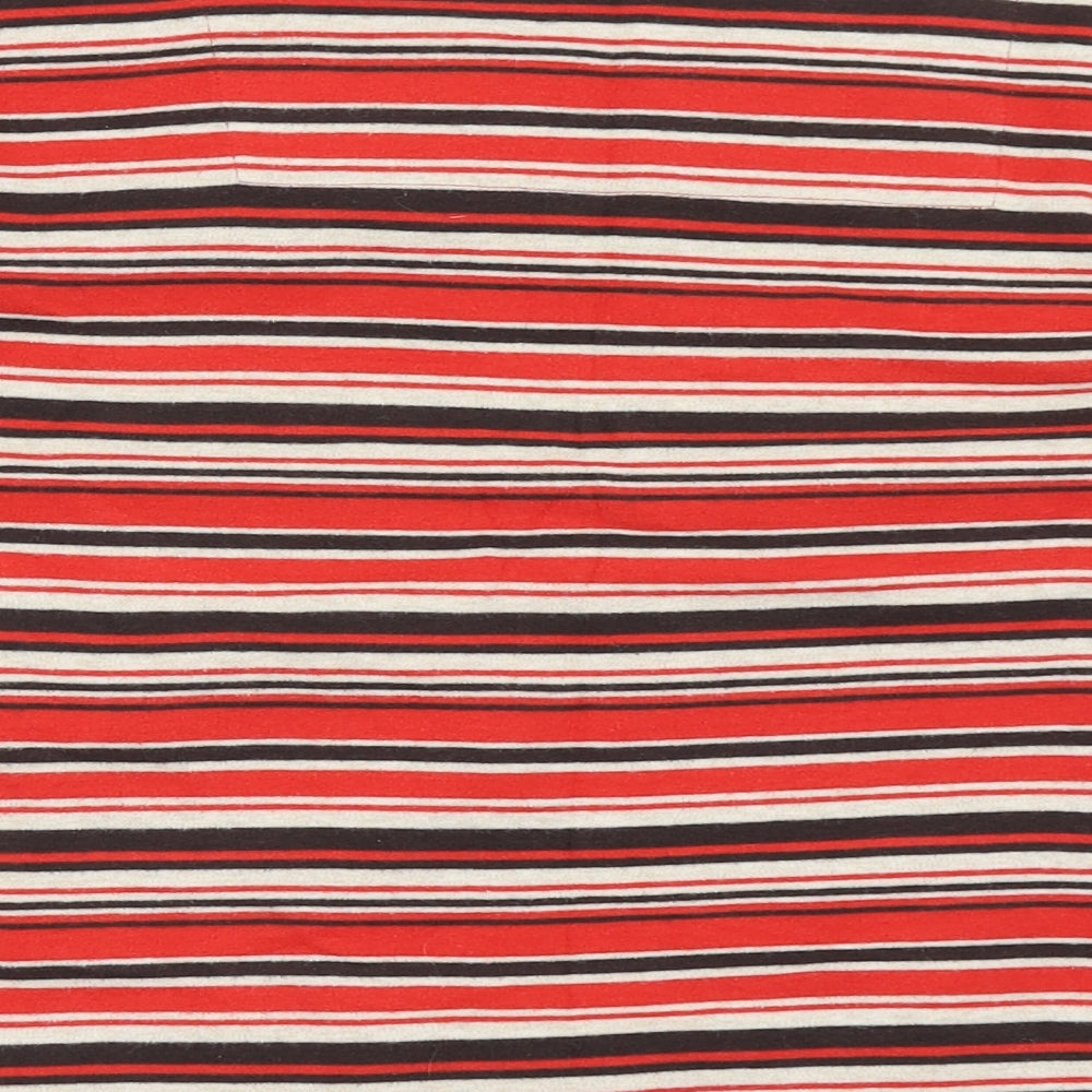 DASH Womens Red Striped Cotton Basic T-Shirt Size 12 Square Neck