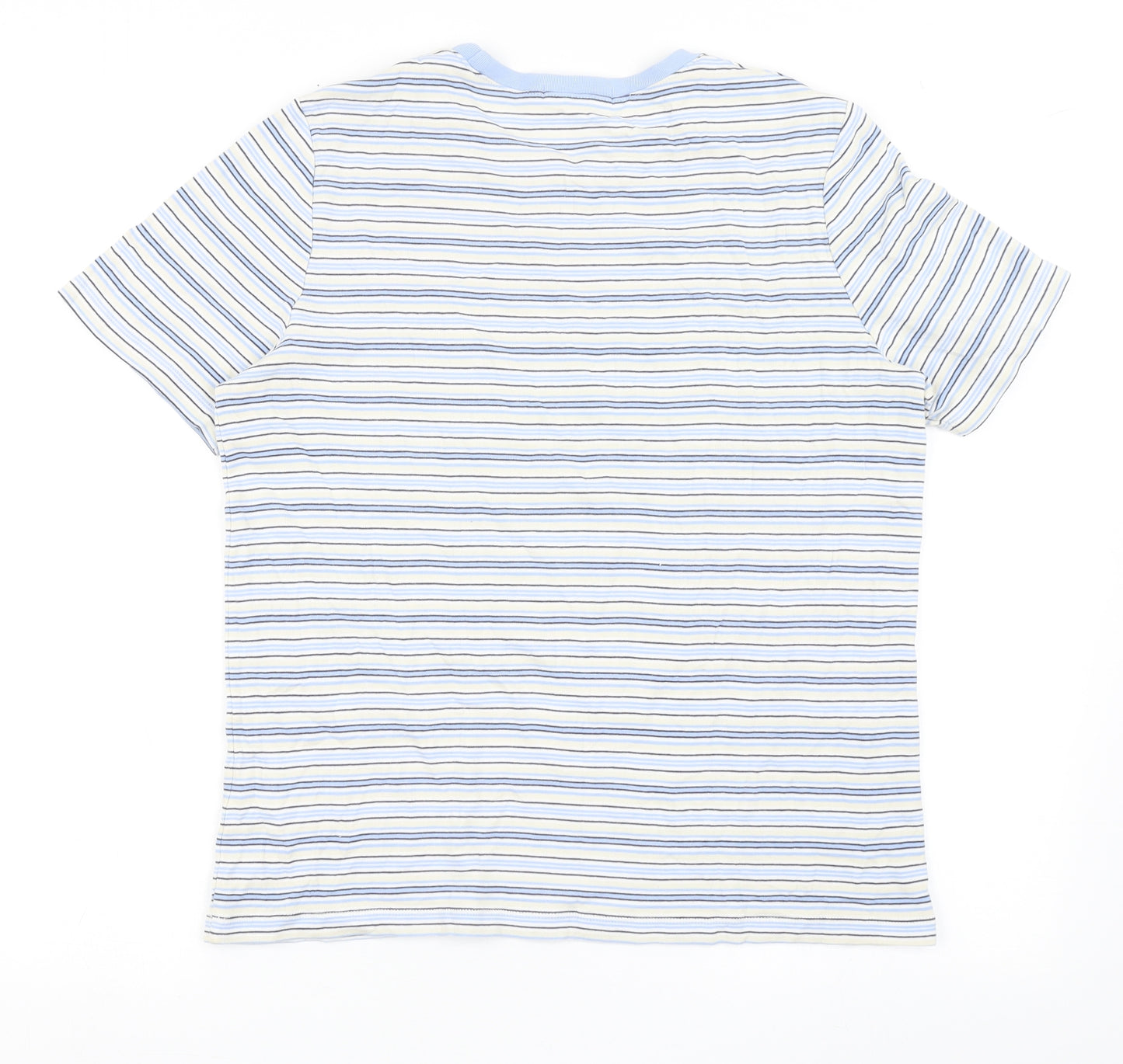 Marks and Spencer Womens Multicoloured Striped Cotton Basic T-Shirt Size 16 Round Neck