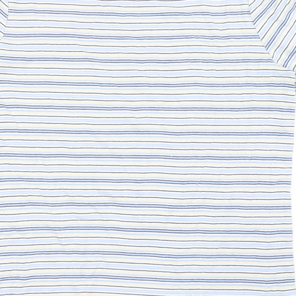Marks and Spencer Womens Multicoloured Striped Cotton Basic T-Shirt Size 16 Round Neck