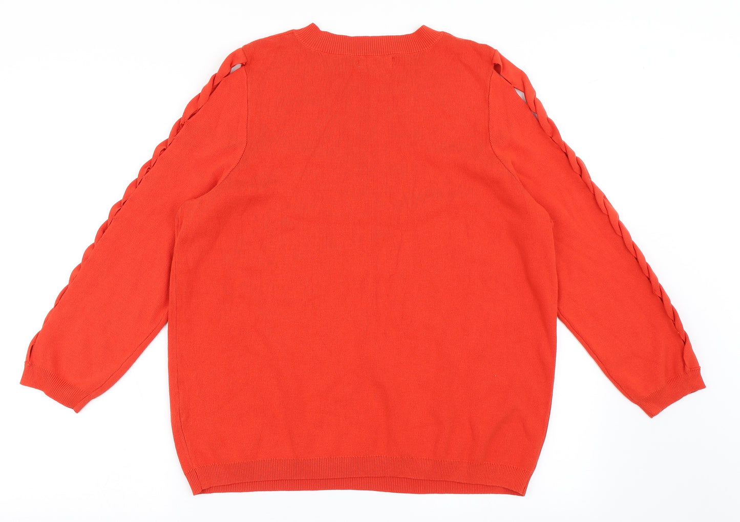 Soon Womens Red Round Neck  Viscose Pullover Jumper Size 18