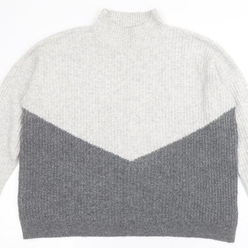 Marks and Spencer Womens Grey High Neck  Acrylic Pullover Jumper Size M