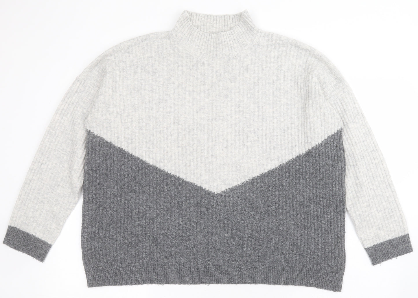 Marks and Spencer Womens Grey High Neck  Acrylic Pullover Jumper Size M