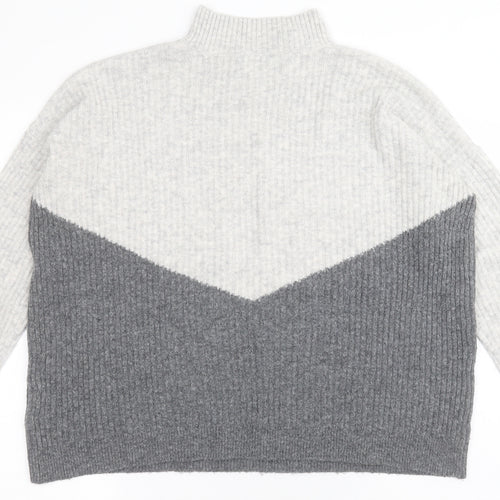 Marks and Spencer Womens Grey High Neck  Acrylic Pullover Jumper Size M