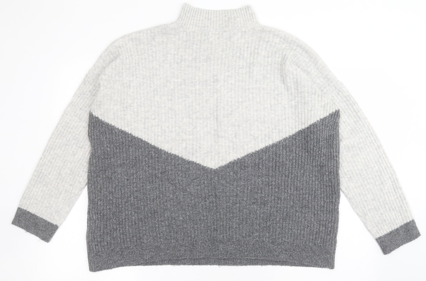Marks and Spencer Womens Grey High Neck  Acrylic Pullover Jumper Size M