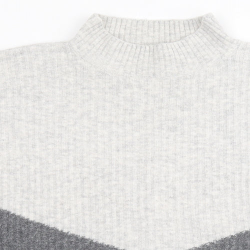Marks and Spencer Womens Grey High Neck  Acrylic Pullover Jumper Size M