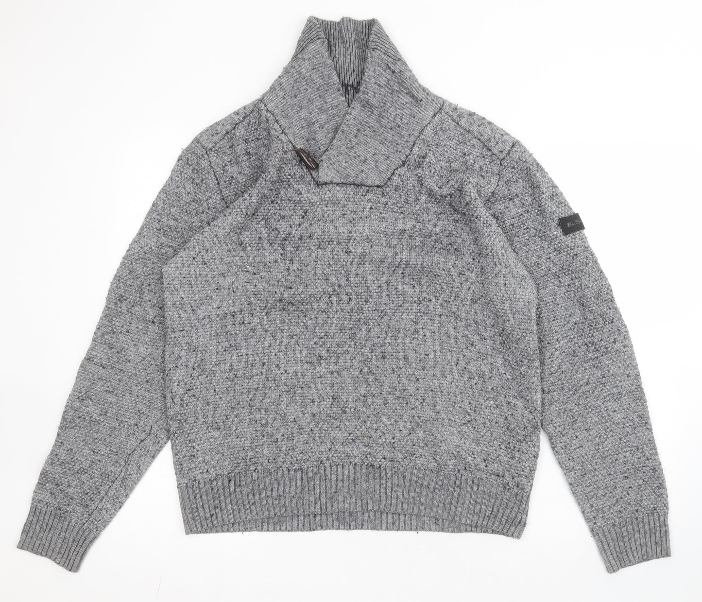 Ben Sherman Mens Grey Roll Neck  Cotton Pullover Jumper Size L