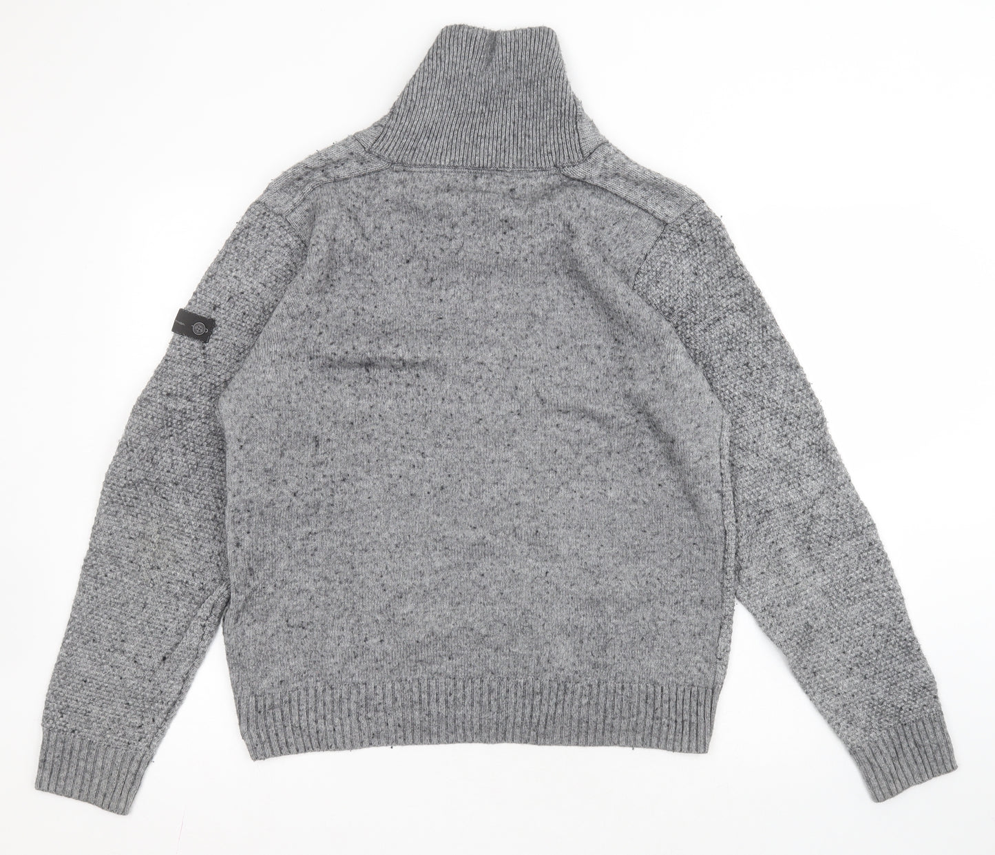 Ben Sherman Mens Grey Roll Neck  Cotton Pullover Jumper Size L