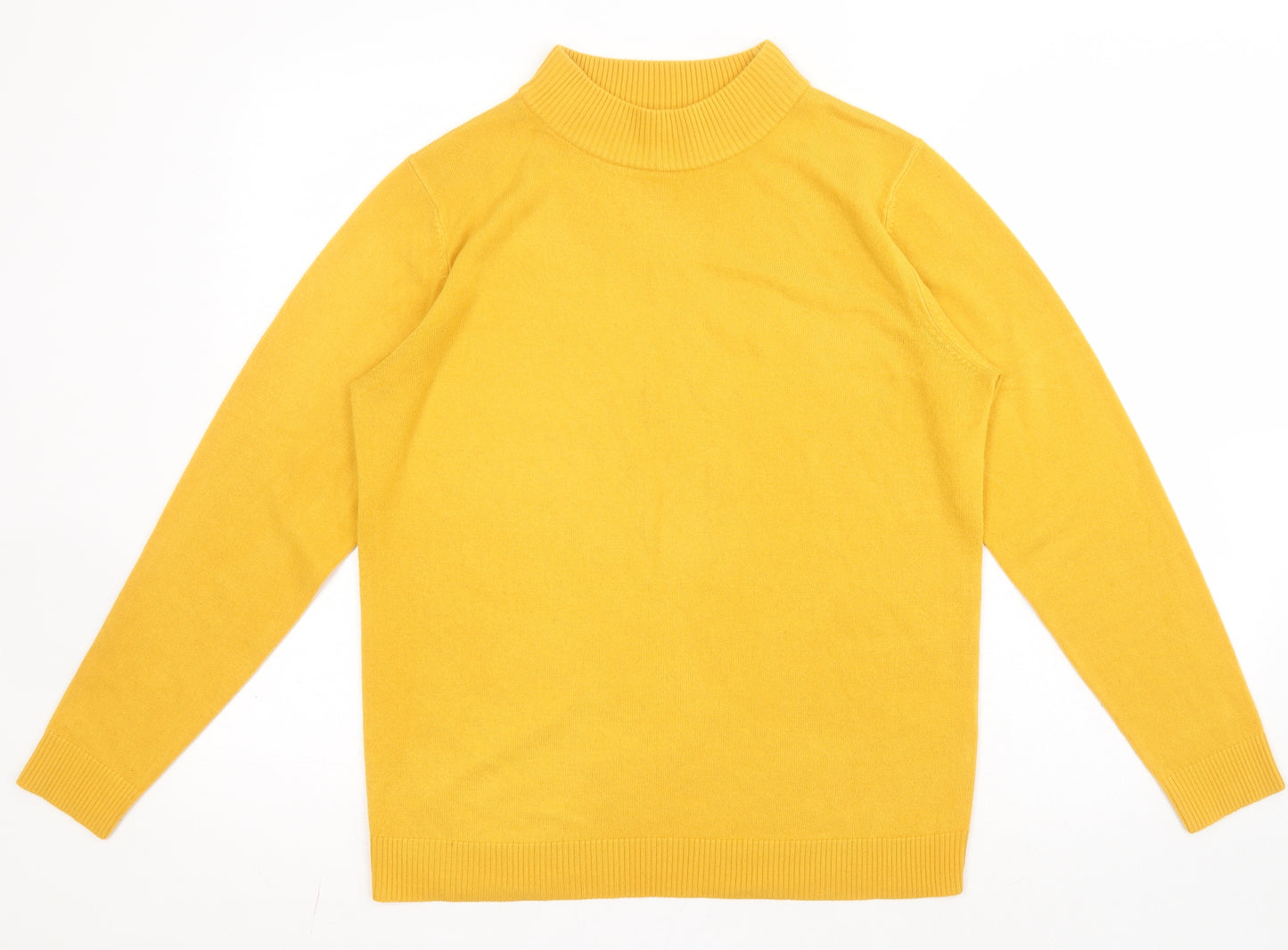Damart Womens Yellow High Neck  Acrylic Pullover Jumper Size M