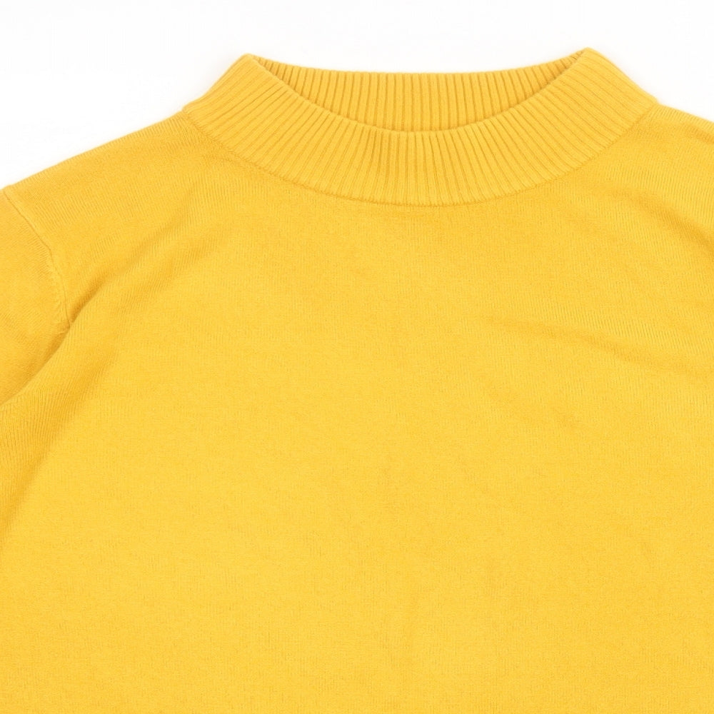 Damart Womens Yellow High Neck  Acrylic Pullover Jumper Size M