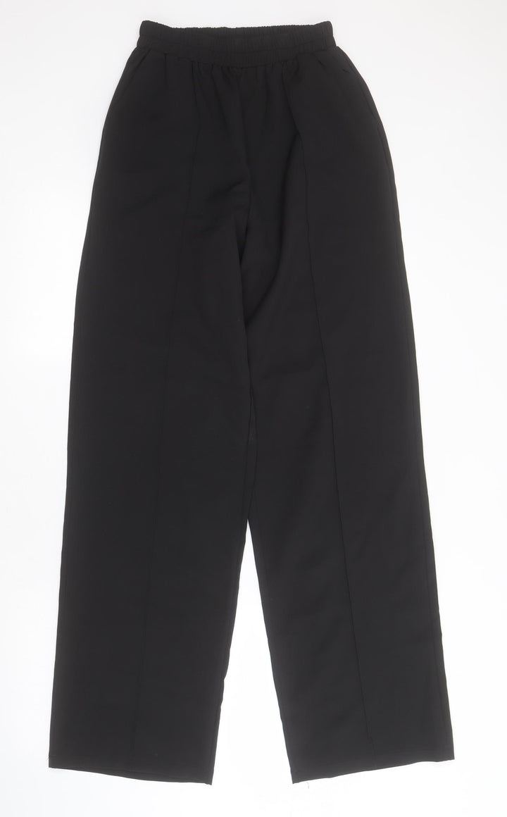 PRETTYLITTLETHING Womens Black  Polyester Trousers  Size 8 L32 in Regular