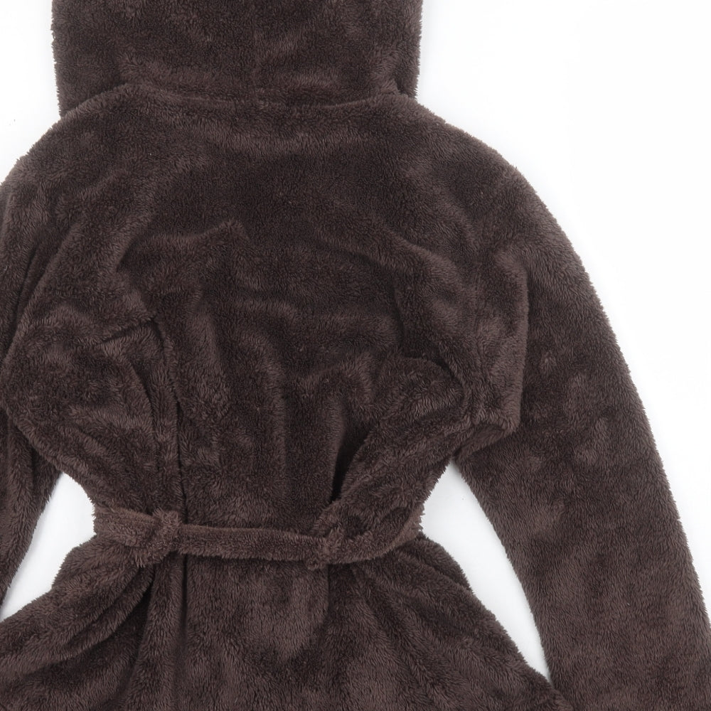 Marks and Spencer Womens Brown Solid Polyester Top Robe Size 12  Lace Up
