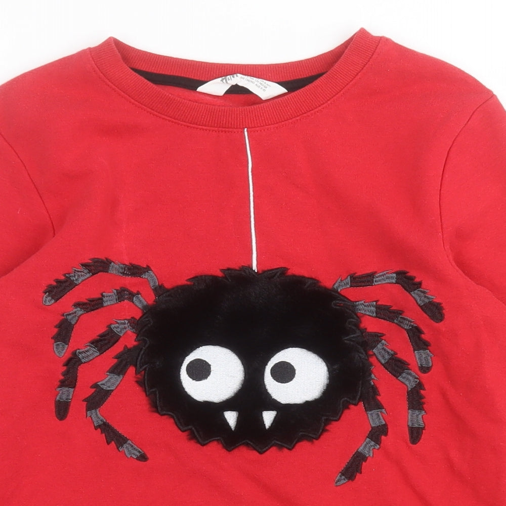 H&M Boys Red  Cotton Pullover Sweatshirt Size 8 Years   - Spider
