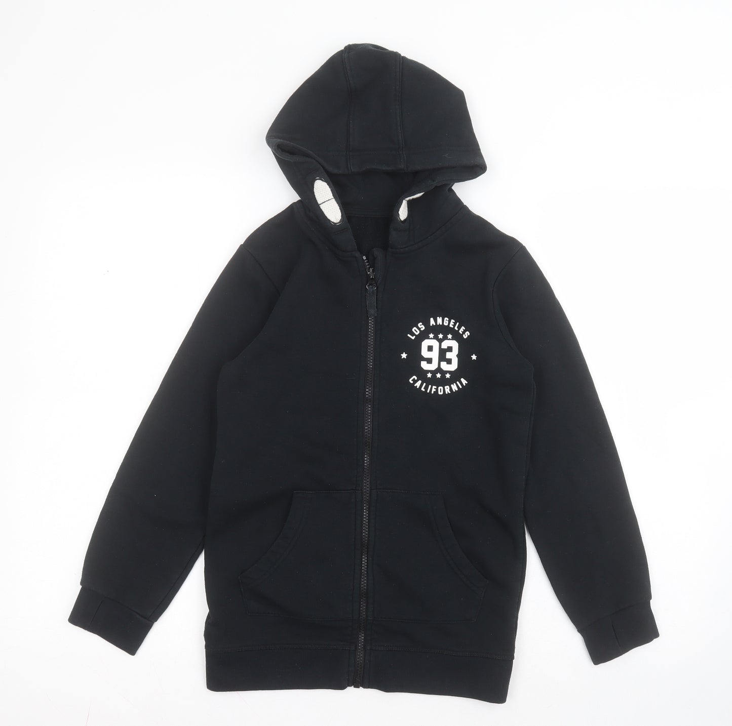 Nutmeg Boys Black  Cotton Full Zip Hoodie Size 8-9 Years  Zip - LOS ANGELES CALIFORNIA 89