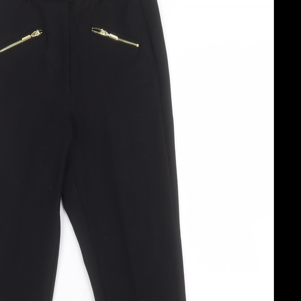 Marks and Spencer Womens Black  Viscose Dress Pants Trousers Size 8 L24 in Slim Zip