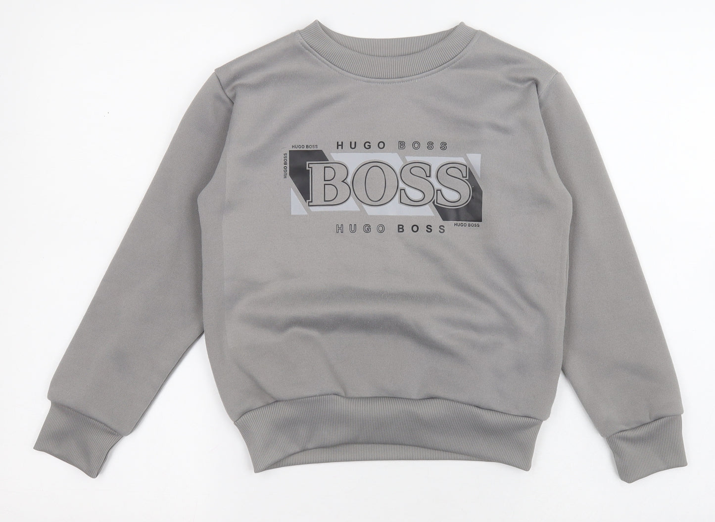 HUGO BOSS Boys Grey  100% Polyester Pullover Sweatshirt Size 7-8 Years