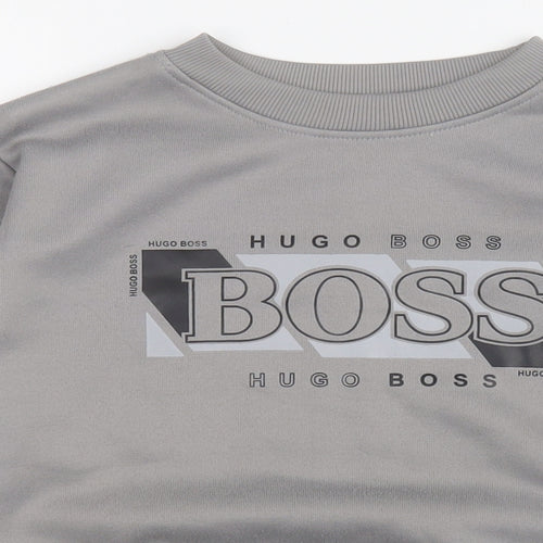 HUGO BOSS Boys Grey  100% Polyester Pullover Sweatshirt Size 7-8 Years