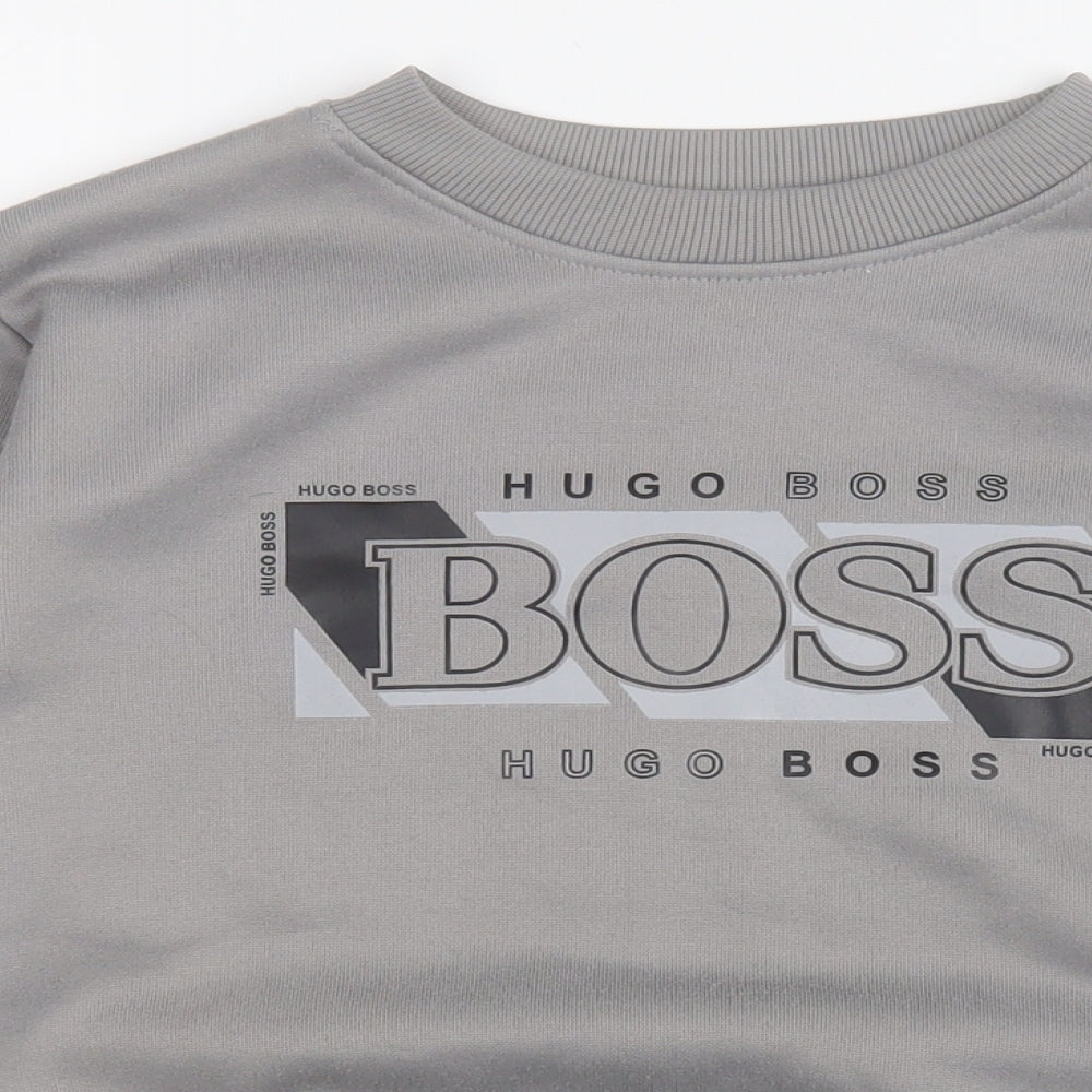 HUGO BOSS Boys Grey  100% Polyester Pullover Sweatshirt Size 7-8 Years