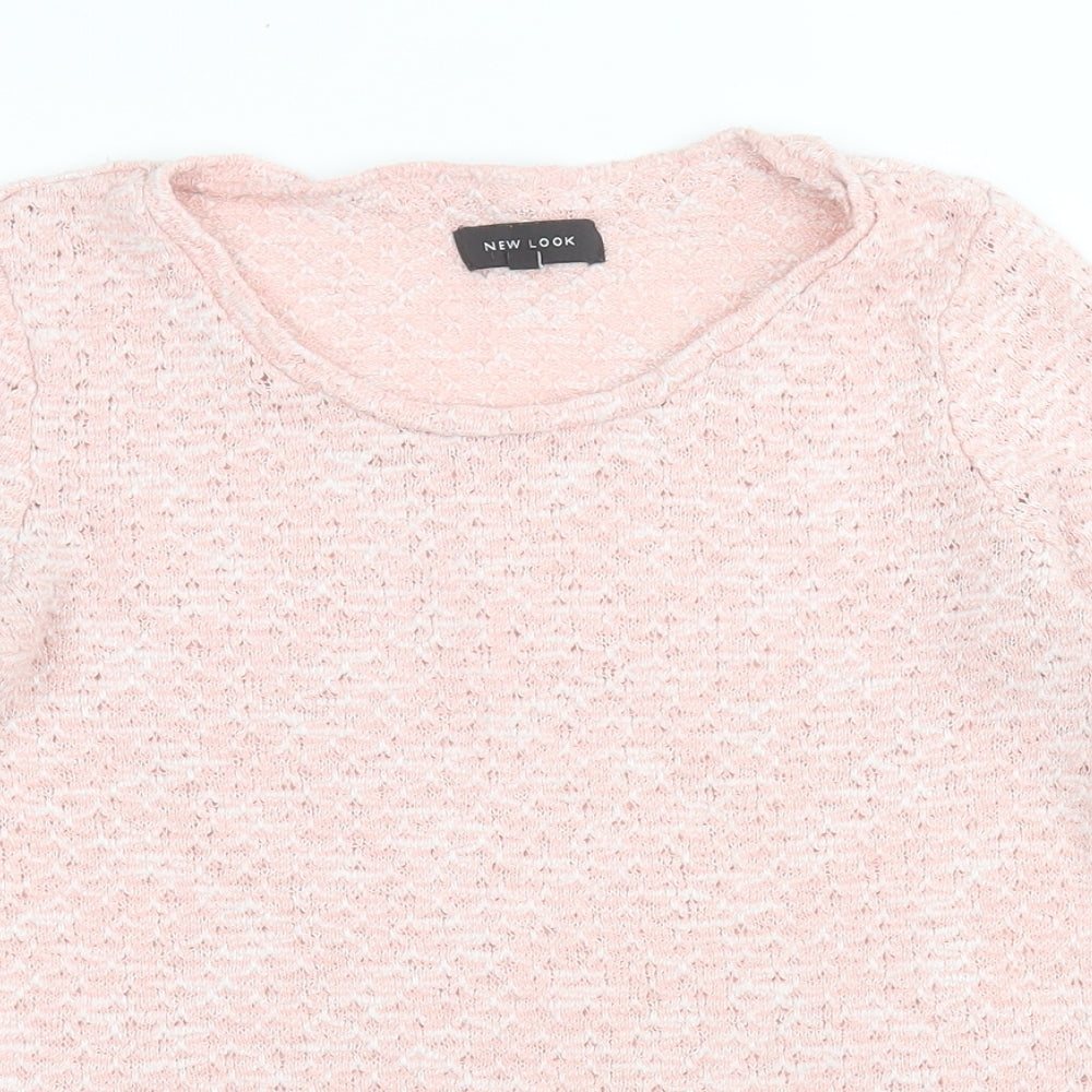 New Look Womens Pink Round Neck  Polyester Pullover Jumper Size 12