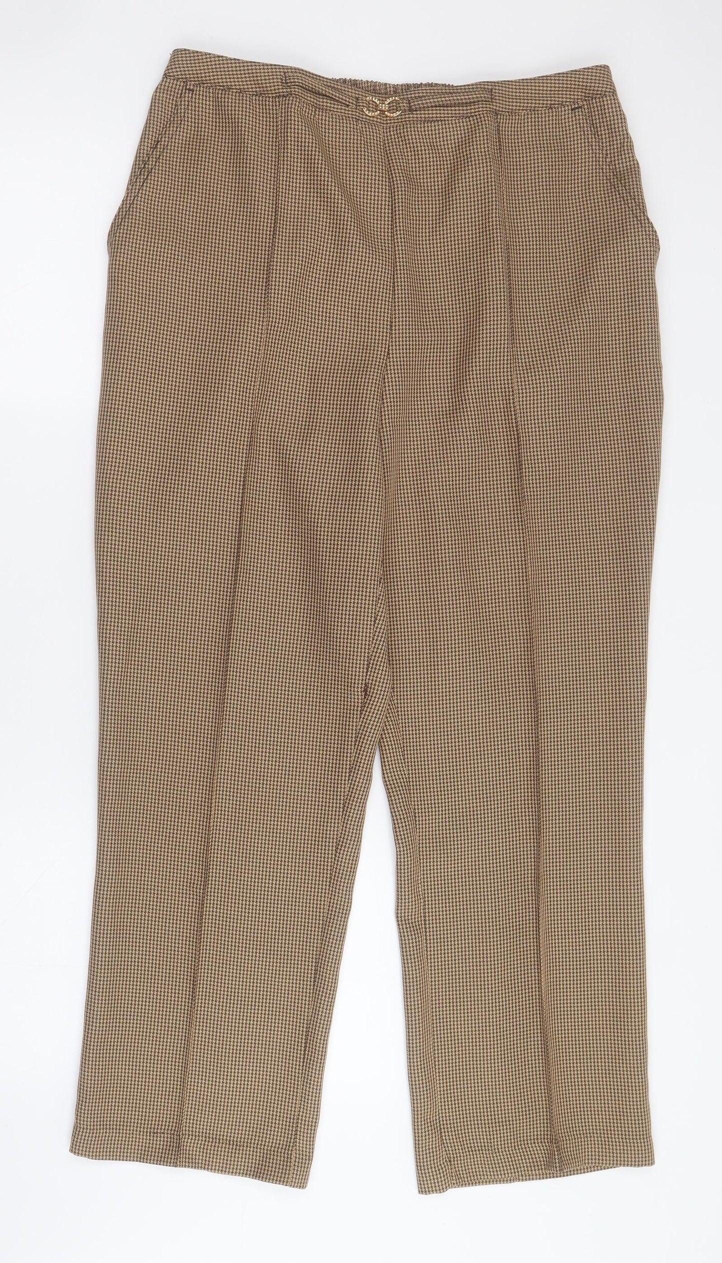Damart Womens Brown Houndstooth Polyester Trousers  Size 10  Regular