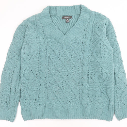 Primark Womens Blue V-Neck  Polyester Pullover Jumper Size M