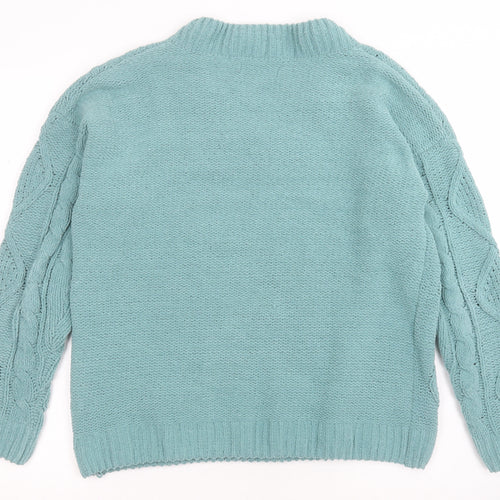 Primark Womens Blue V-Neck  Polyester Pullover Jumper Size M