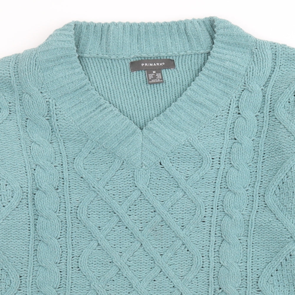 Primark Womens Blue V-Neck  Polyester Pullover Jumper Size M