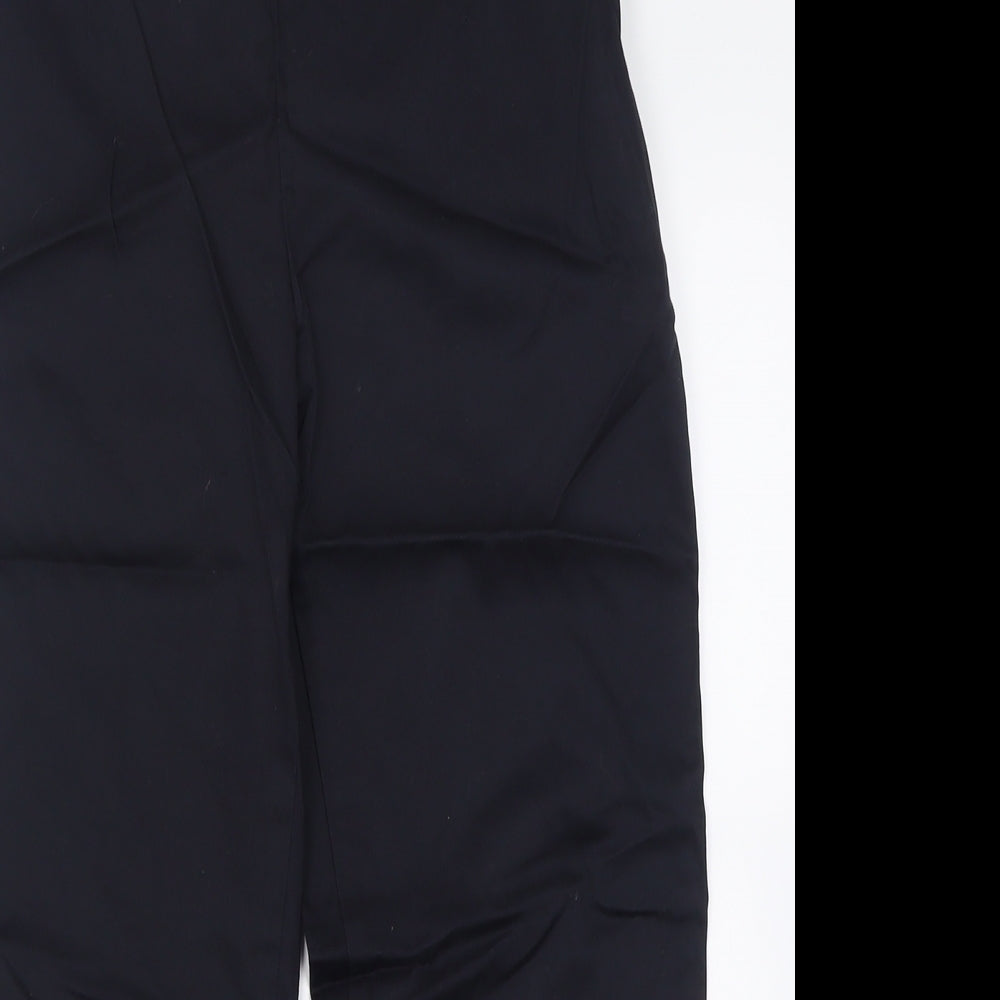 Marks and Spencer Womens Blue  Cotton Cropped Trousers Size 8 L24 in Regular Zip