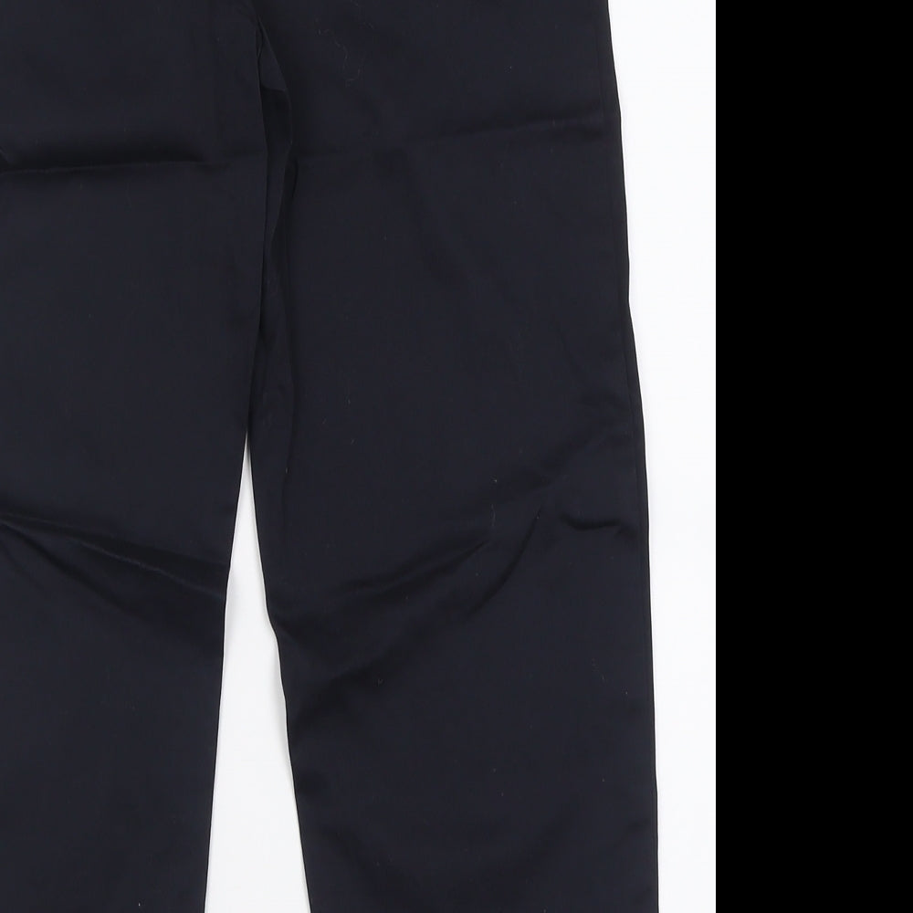 Marks and Spencer Womens Blue  Cotton Cropped Trousers Size 8 L24 in Regular Zip