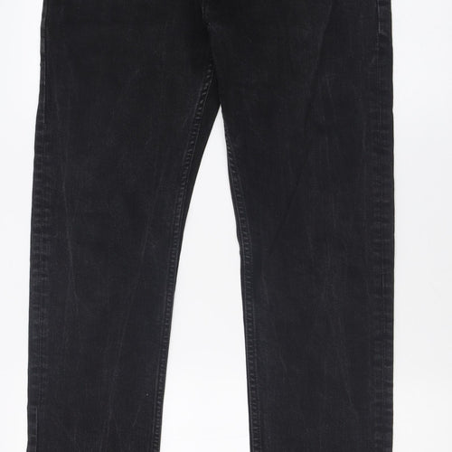 New Look Mens Black  Cotton Straight Jeans Size 32 L32 in Slim Button