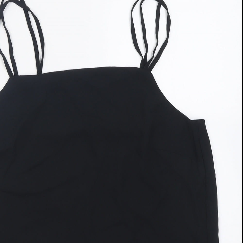 Marks and Spencer Womens Black  Polyester Basic Tank Size 10 Scoop Neck