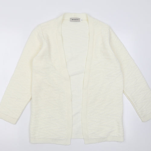 BASSINI Womens White V-Neck  Acrylic Cardigan Jumper Size S