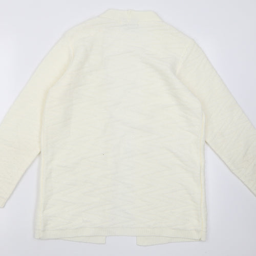 BASSINI Womens White V-Neck  Acrylic Cardigan Jumper Size S