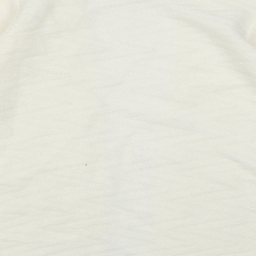 BASSINI Womens White V-Neck  Acrylic Cardigan Jumper Size S