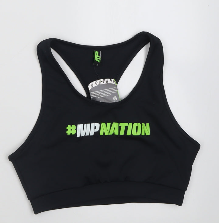 MusclePharm Womens Black Polyester Cropped Tank Size M Scoop Neck Pullover