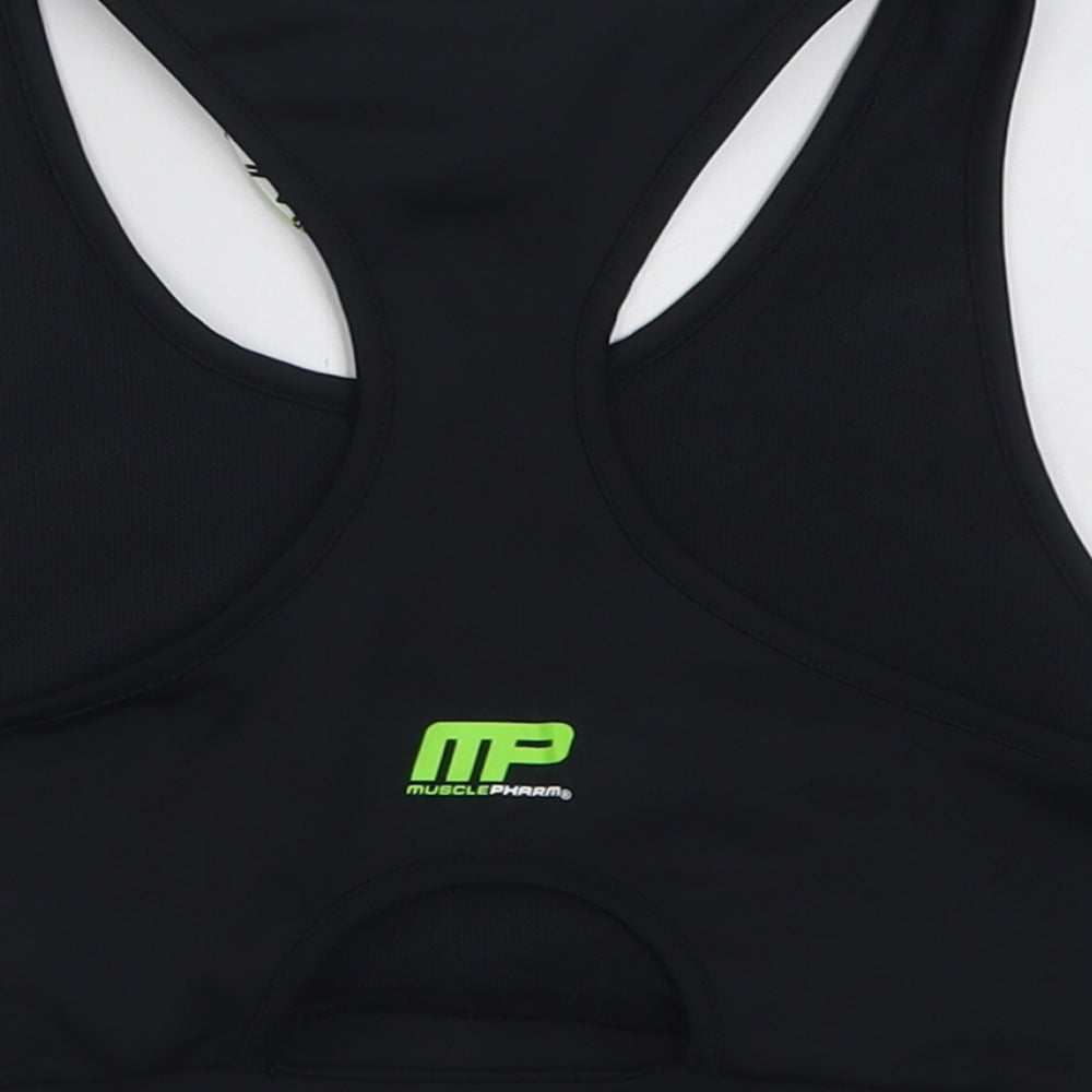 MusclePharm Womens Black  Polyester Cropped Tank Size M Scoop Neck Pullover