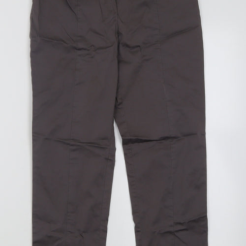 H&M Womens Grey  Cotton Cropped Trousers Size 8 L24 in Regular Zip