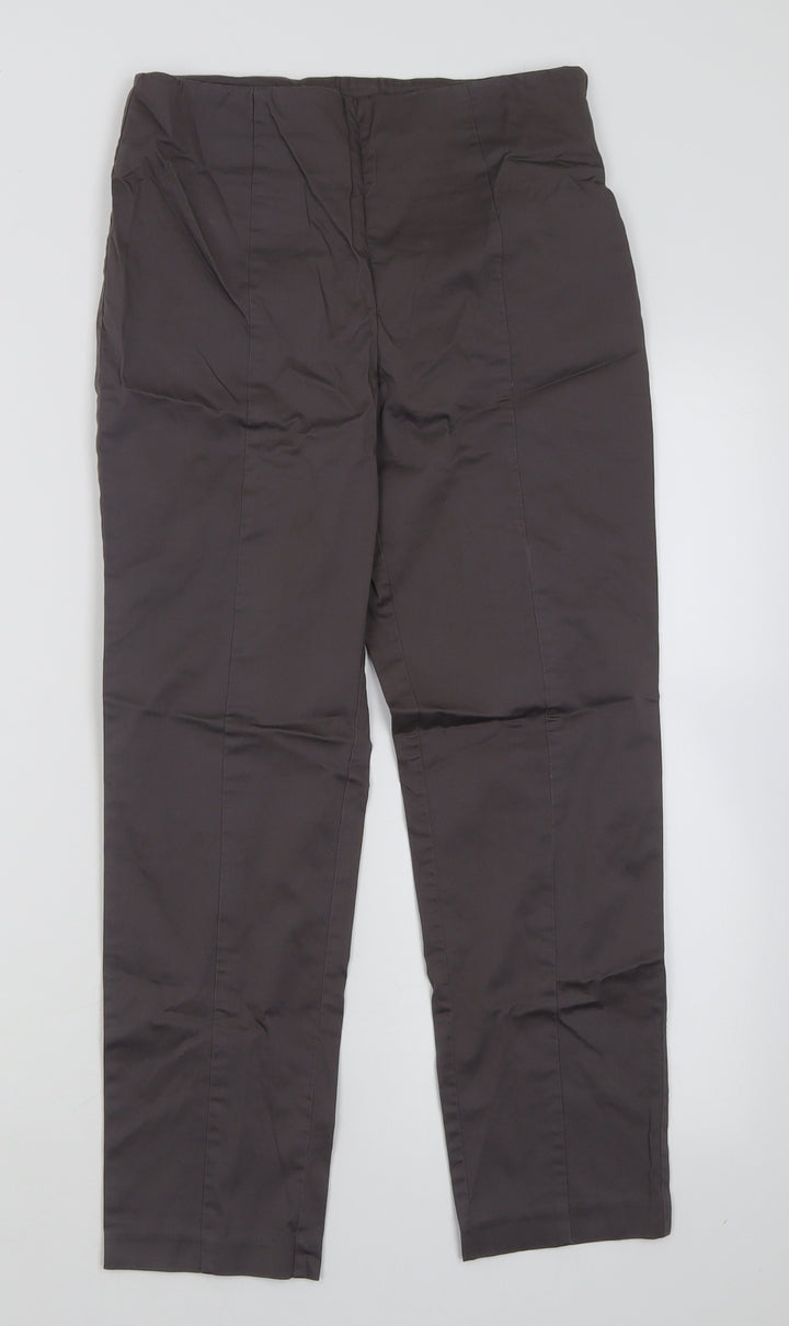 H&M Womens Grey  Cotton Cropped Trousers Size 8 L24 in Regular Zip