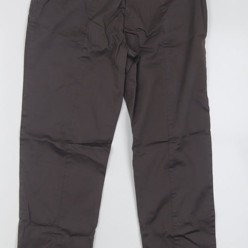 H&M Womens Grey  Cotton Cropped Trousers Size 8 L24 in Regular Zip