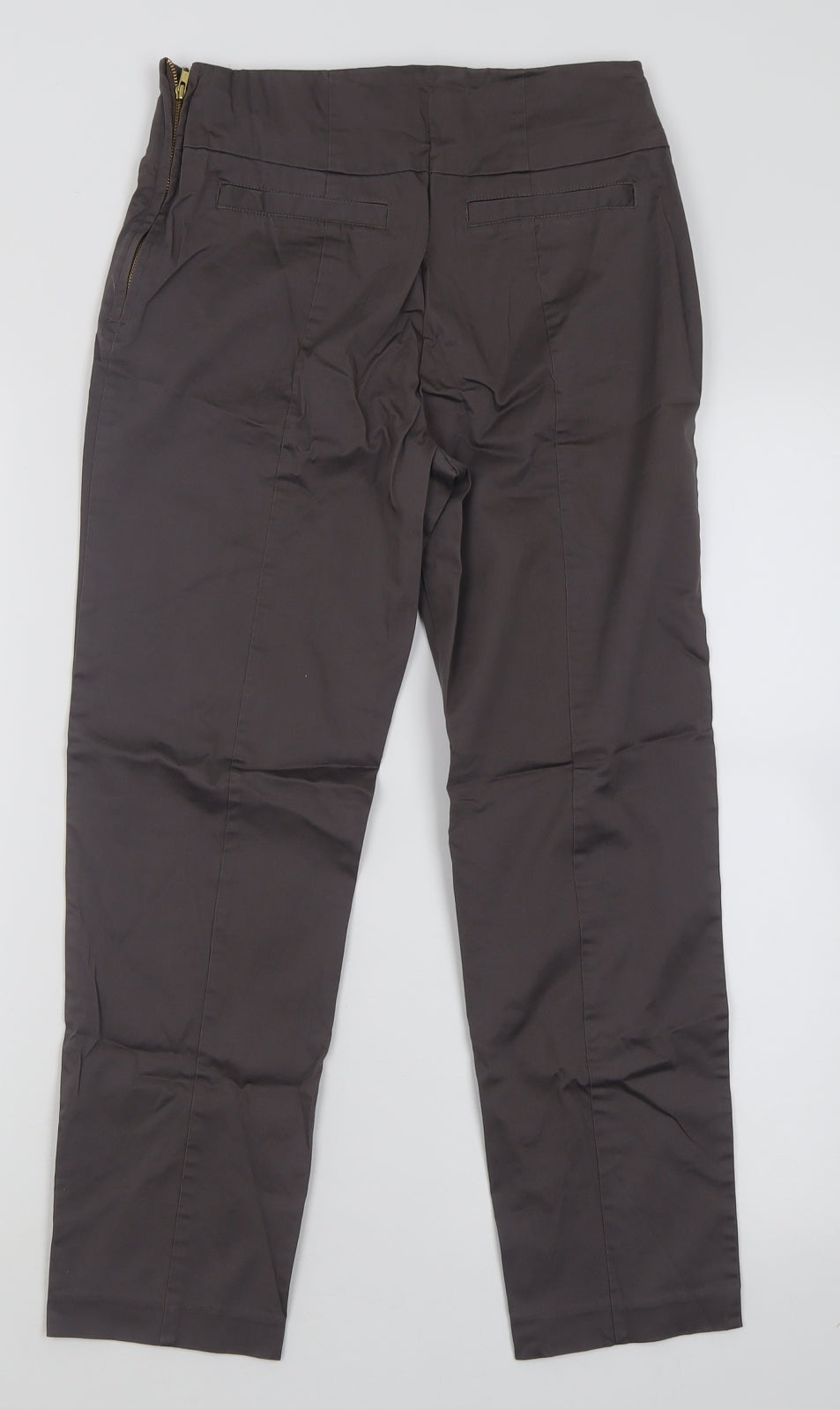 H&M Womens Grey  Cotton Cropped Trousers Size 8 L24 in Regular Zip