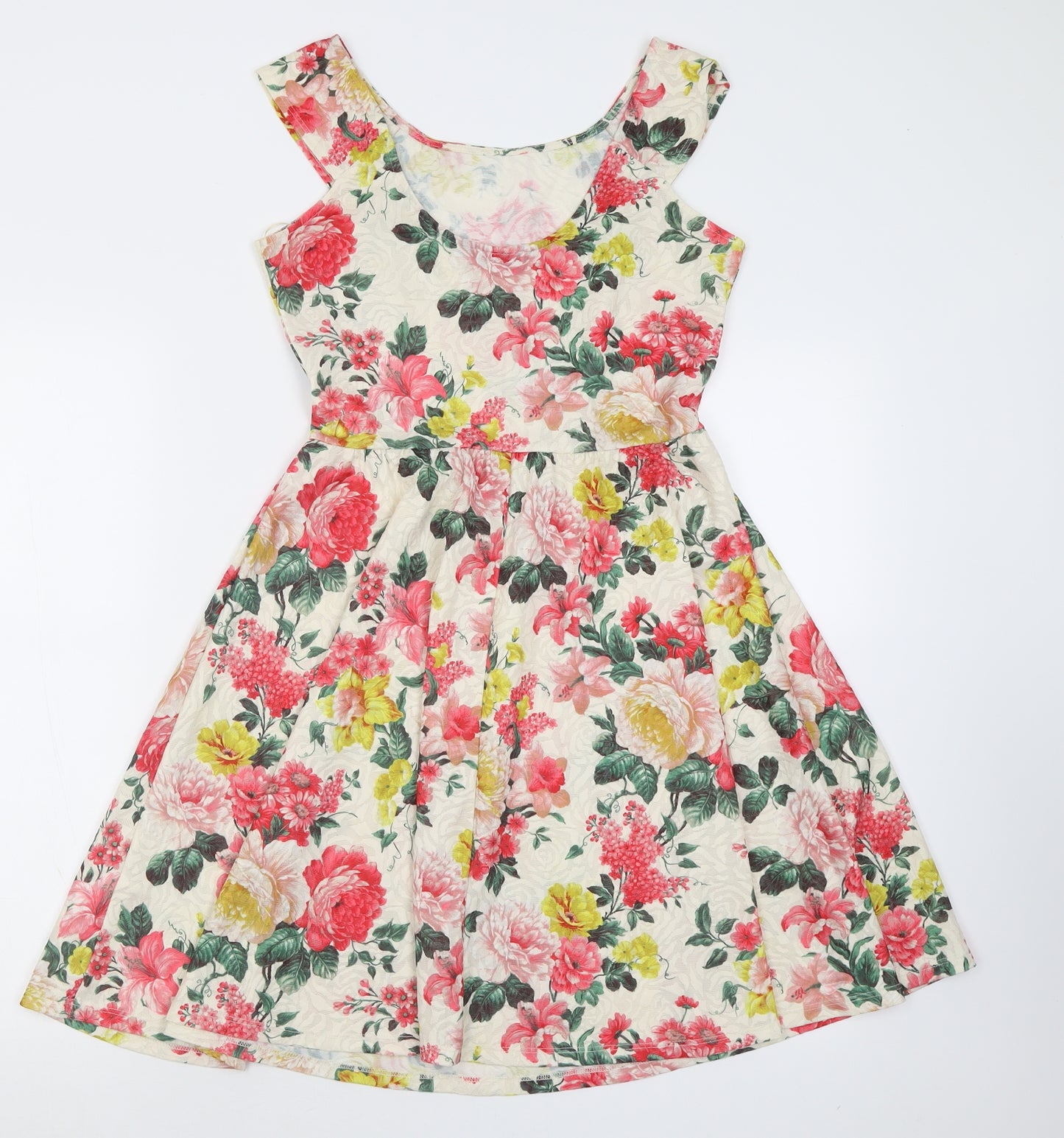 Dorothy Perkins Womens Pink Floral Polyester Fit & Flare  Size 10  Crew Neck Pullover